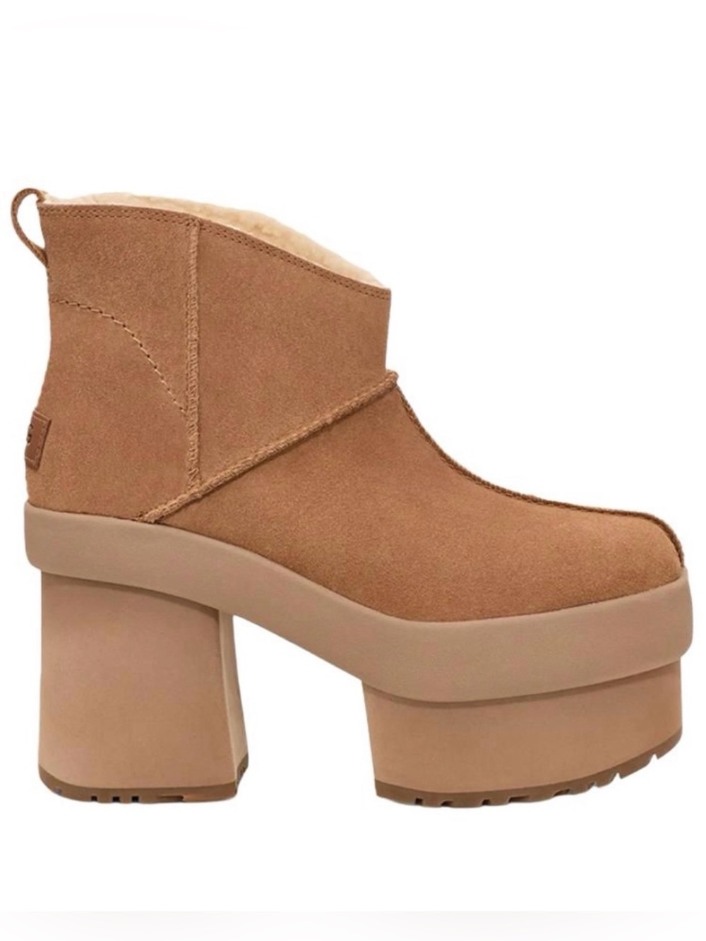 UGG New Heights Platform Chestnut Suede Mini Women’s Boots Size 8.5 NWT